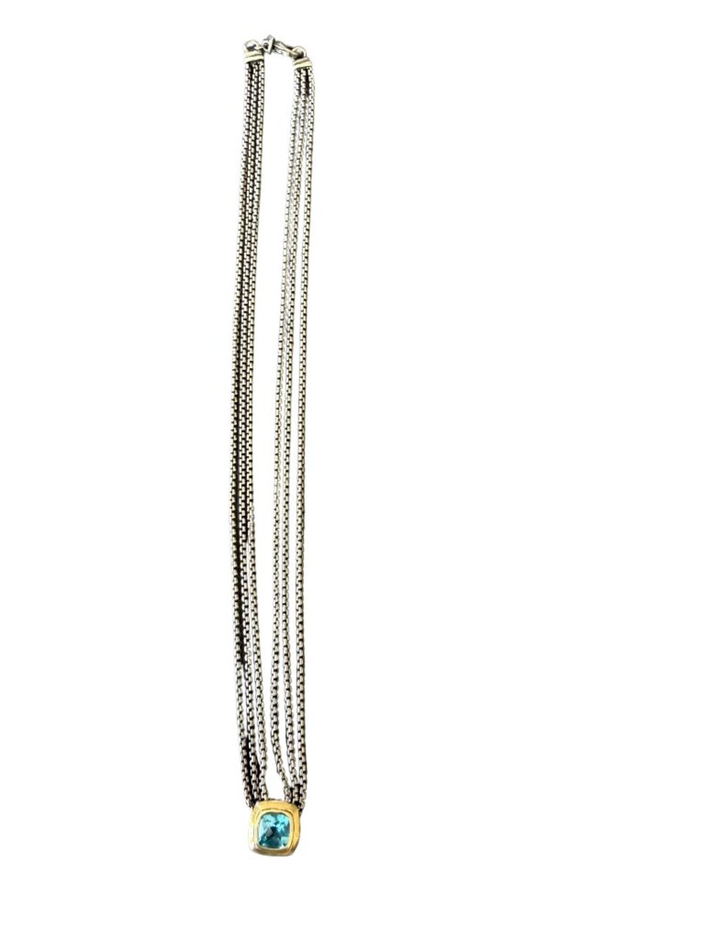 David Yurman Albion Blue Topaz Multi-Strand Necklace Sterling Silver & 18K Gold